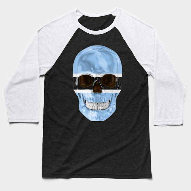 Botswana Flag Skull - Gift for Botswanan With Roots From Botswana Baseball T-Shirt by Country Flags